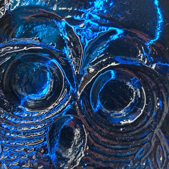 VTG HTF BLENKO peacock blue glass Owl bookend / paperweight Joel Myers Milton. - Picture 9 of 10